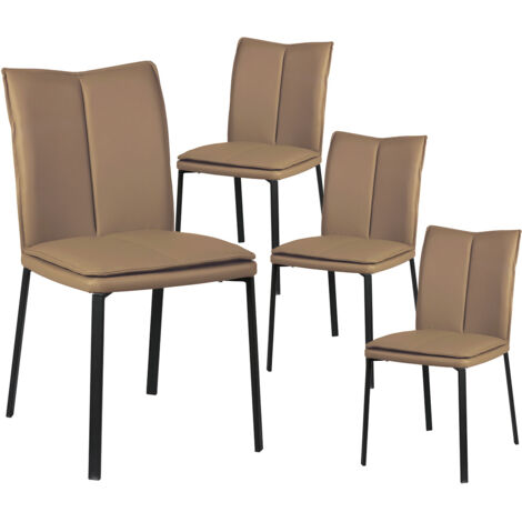 CALLUM - Lot de 4 Chaises Taupe avec Sur-Coussin (1/3)