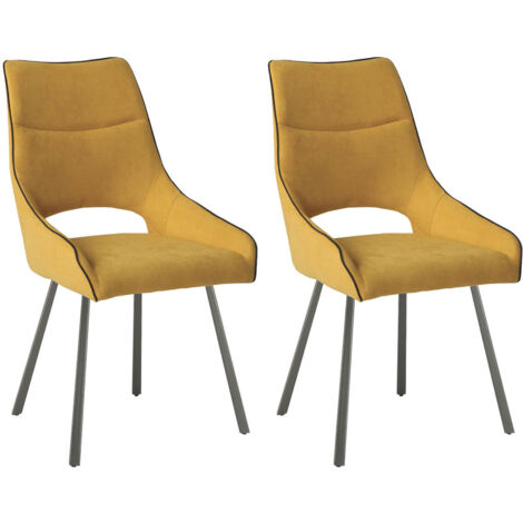 AMADO - Lot de 2 Chaises Tissu Coloris Jaune (1/4)