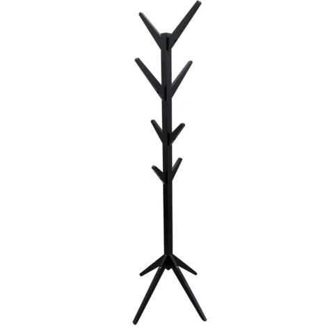 Altobuy – Portemanteau 'Arbre' sur pieds noir – Structure en MDF – Dimensions 44,5 x 44,5 x H177 cm – 8 patères pour manteaux et vêtements (1/2)