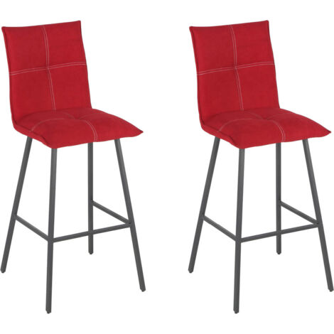 LAGOS - Lot de 2 Tabourets Rouges Assise H76cm (1/5)