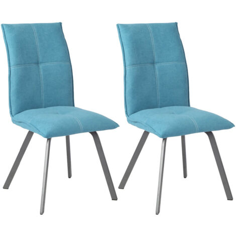 BISPO - Lot de 2 Chaises Tissu Coloris Bleu (1/5)