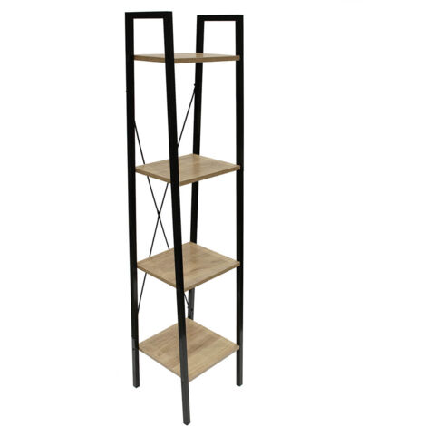 DARA - Etagère Simple 4 Plateaux Métal et Aspect Bois (1/5)