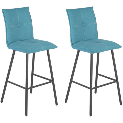 LAGOS - Lot de 2 Tabourets Bleus Assise H65cm (1/5)