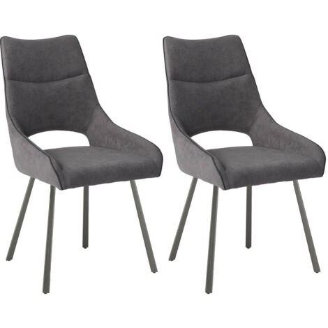 AMADO - Lot de 2 Chaises Tissu Coloris Gris Anthracite (1/4)