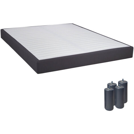 TAPIKIT - Sommier Tapissier Démontable 2x20 Lattes 140x190cm Anthracite + Pieds Anthracites 15cm (1/3)