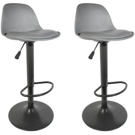 NEWTON - Lot de 2 Tabourets de Bar Coloris Gris (1/5)