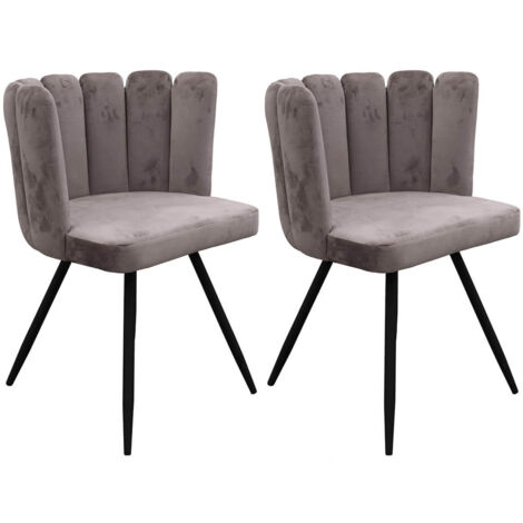 CHARLOTTE - Lot de 2 Chaises Velours Gris (1/5)
