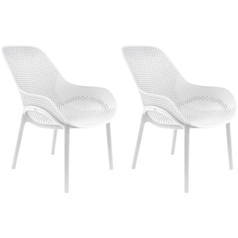 MONICA - Lot de 2 Fauteuils Coque Plastique Blanche (1/5)