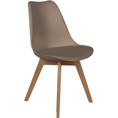 MEDALINE - Lot de 4 Chaises Scandinaves Taupe