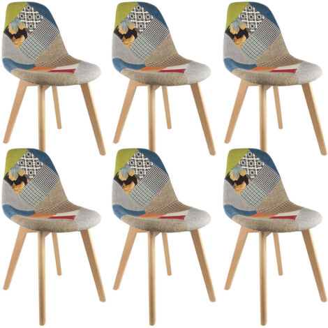 PATCHWORK - Lot de 6 Chaises Scandinaves Multicolore (1/4)