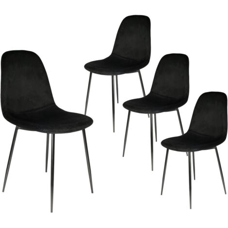 ALESSIA - Lot de 4 Chaises Velours Côtelé Noires (1/5)