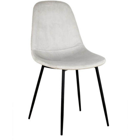 ALESSIA - Lot de 4 Chaises Velours Côtelé Gris Clair
