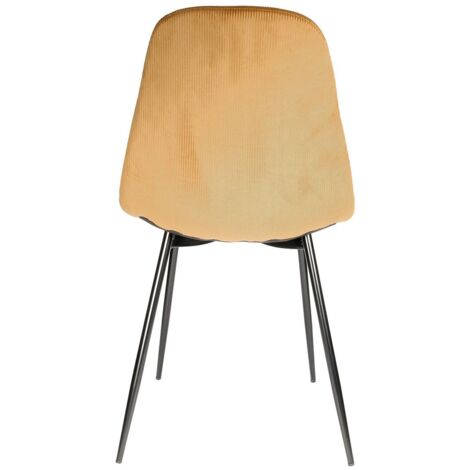 ALESSIA - Lot de 2 Chaises Velours Côtelé Jaune Moutarde