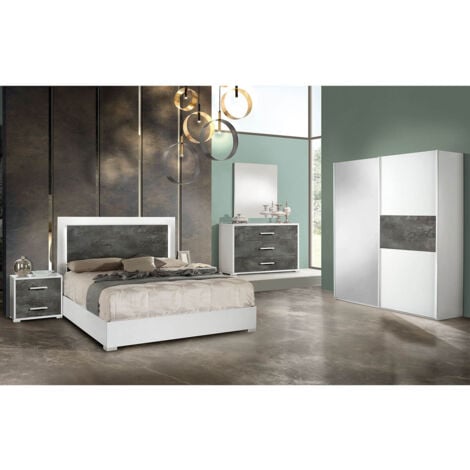 IZIA GRISE - Armoire 2 Portes Coulissantes avec Miroir