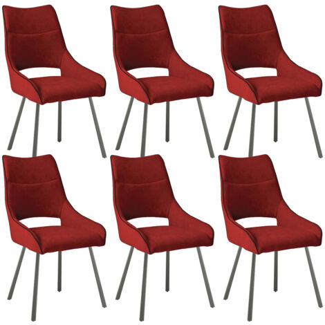 AMADO - Lot de 6 Chaises Tissu Coloris Rouge (1/3)
