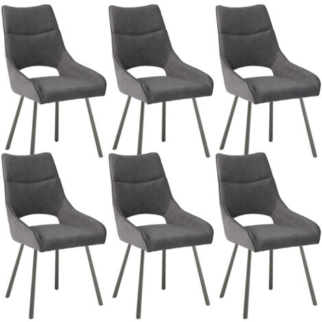AMADO - Lot de 6 Chaises Tissu Coloris Gris Anthracite (1/3)