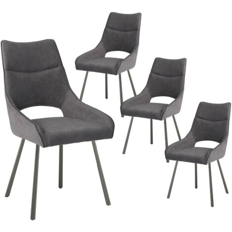 AMADO - Lot de 4 Chaises Tissu Coloris Gris Anthracite (1/3)