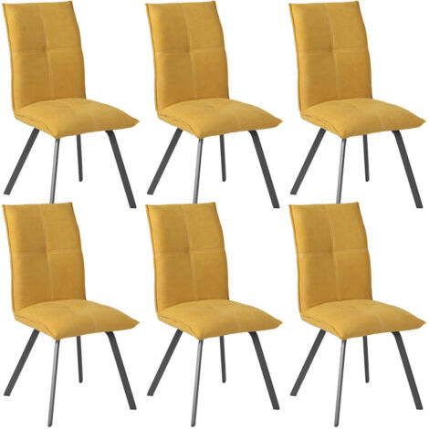 BISPO - Lot de 6 Chaises Tissu Coloris Jaune (1/5)