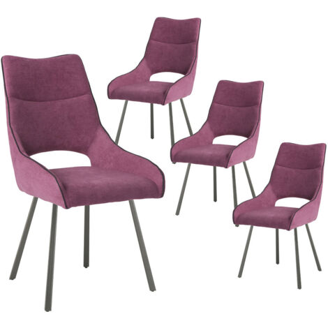 AMADO - Lot de 4 Chaises Tissu Coloris Violet (1/3)