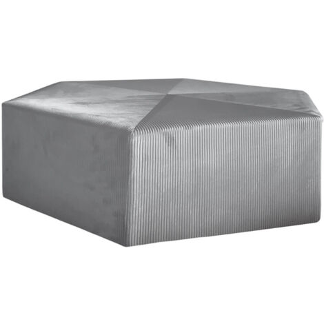 ALESSIA - Pouf Hexagonal 75cm Velours Côtelé Gris Foncé (1/5)