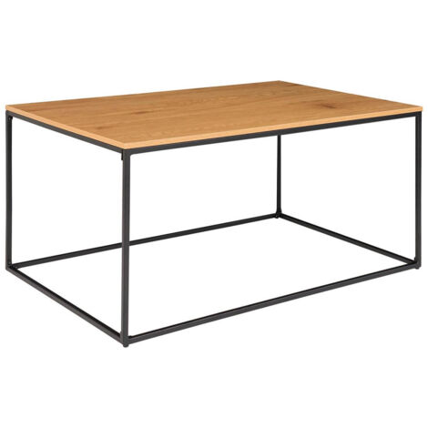 VOLLRAD - Table Basse Acier et Plateau Bois Aspect Naturel (1/5)