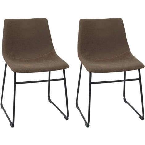 SANDY - Lot de 2 Chaises Coutures Apparentes Marron (1/5)
