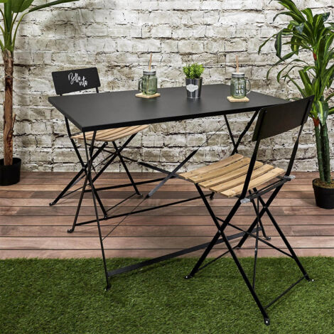 MALAM - Table de Repas Rectangulaire Pliante Noire