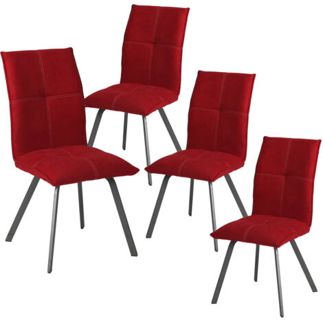 BISPO - Lot de 4 Chaises Tissu Coloris Rouge (1/5)
