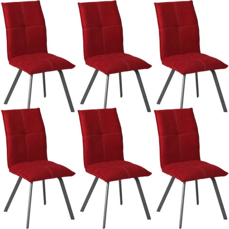 BISPO - Lot de 6 Chaises Tissu Coloris Rouge (1/5)