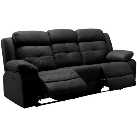Altobuy – Canapé relax électrique 3 places gris – Système de relaxation intégré – Tissu New Nobuck 100% polyester – Dimensions 217 x 90 x H104 cm (1/4)