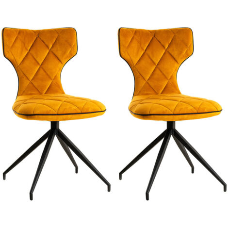 STYK - Lot de 2 Chaises Tissu Curry Surpiqures Carreaux (1/3)