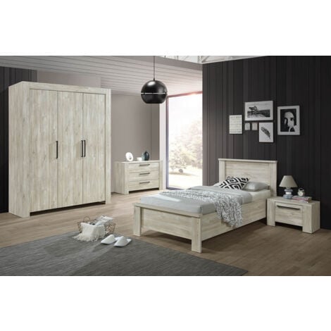 NATURAL - Armoire 3 Portes 165cm Aspect Bois Clair