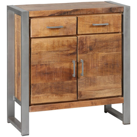 PALISSA - Buffet 2 Portes 2 Tiroirs Bois et Acier Patiné (1/3)
