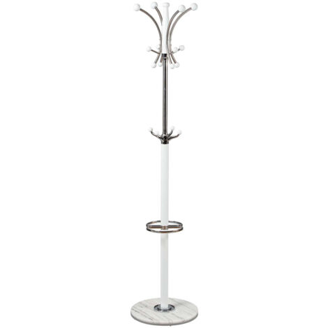 COLOMBE - Portemanteau Bois Massif Blanc et Chrome (1/3)