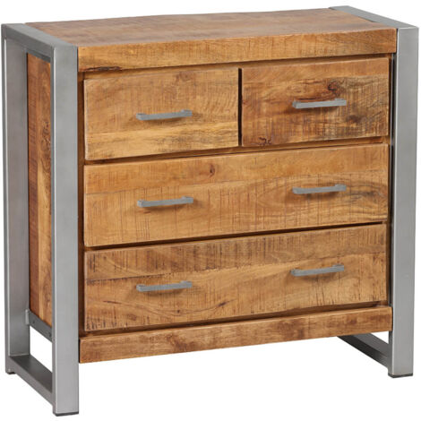 PALISSA - Commode 4 Tiroirs Bois et Acier Patiné (1/3)
