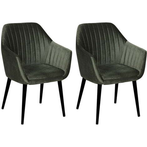 HETA - Lot de 2 Fauteuils Verts Piètement Noir (1/4)