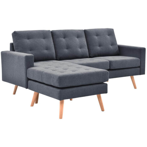 KULMA - Canapé d'Angle Réversible Gris Foncé Capitonné (1/5)