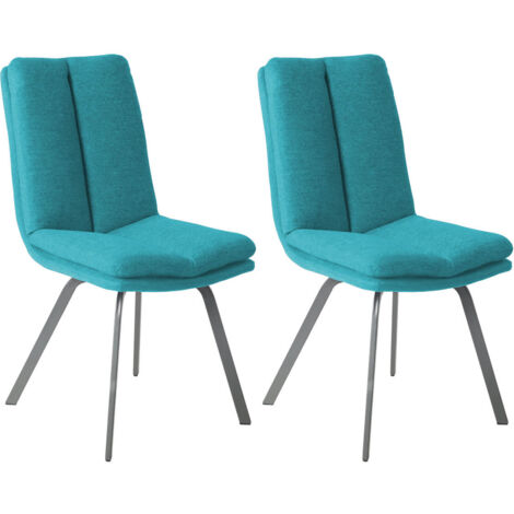CALLAM - Lot de 2 Chaises Bleues avec Sur-Coussin (1/4)