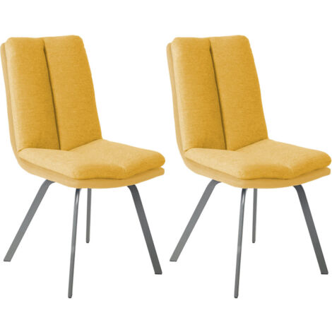 CALLAM - Lot de 2 Chaises Jaunes avec Sur-Coussin (1/4)