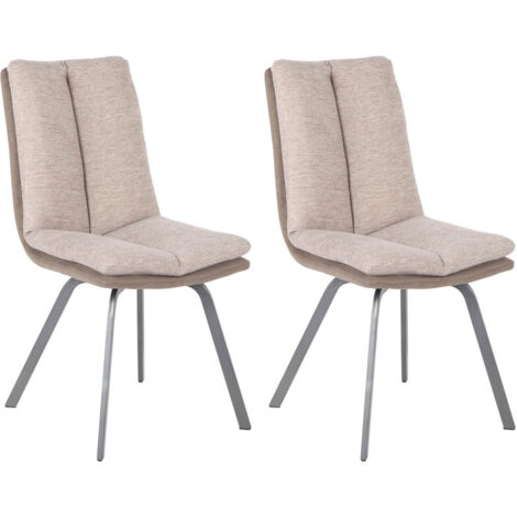 CALLOM - Lot de 2 Chaises Bi-Ton Beiges avec Sur-Coussin (1/3)