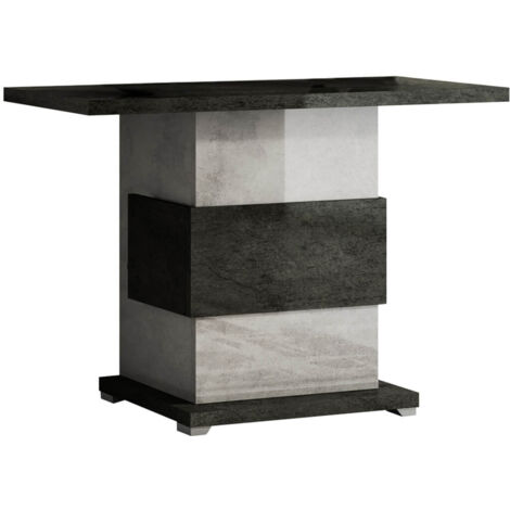 HOFFMAN - Console 110cm 1 Pied Central Gris Aspect Pierre (1/2)