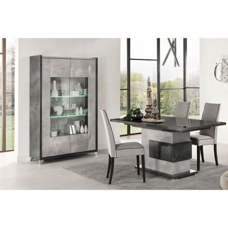 HOFFMAN - Ensemble Vitrine 2P + Table de Repas à Pied Central (1/4)