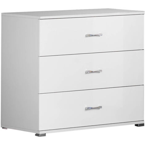 FADILY - Commode 3 Tiroirs Laquée Blanc (1/3)