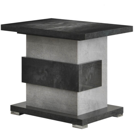 HOFFMAN - Table d'Appoint à Pied Central Gris Aspect Pierre (1/3)