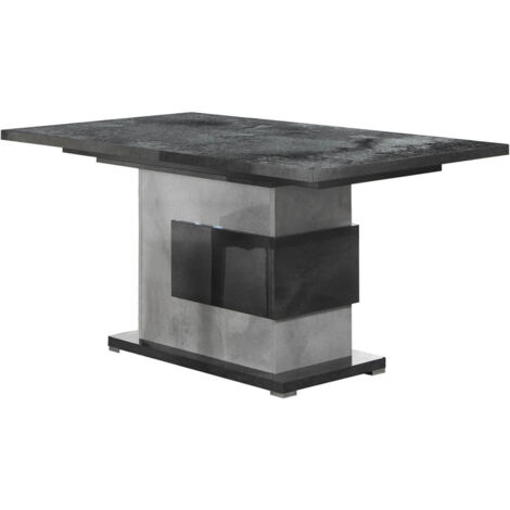 Altobuy – Table de repas allongeable 160/200 x 90 cm – Pied central en acier chromé – Finition béton gris – Hauteur 77 cm (1/5)