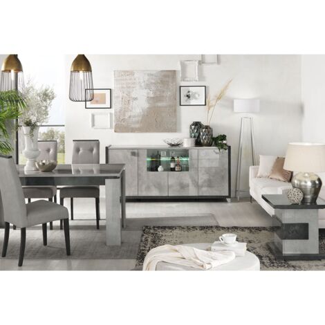 HOFFMAN - Ensemble Buffet + Table d'Appoint + Table de Repas à 4 Pieds (1/5)