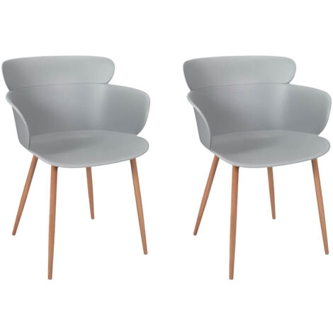 MALYA - Lot de 2 Fauteuils Scandinaves Gris (1/5)