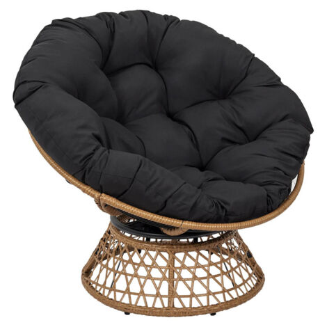 Altobuy – Fauteuil pivotant noir avec assise capitonnée – Structure acier noir – Hauteur d'assise 30 cm – Dimensions 86x96xH77 cm (1/5)