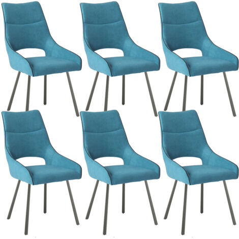 AMADO - Lot de 6 Chaises Tissu Coloris Bleu (1/3)