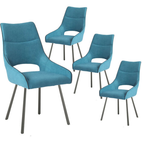 AMADO - Lot de 4 Chaises Tissu Coloris Bleu (1/3)